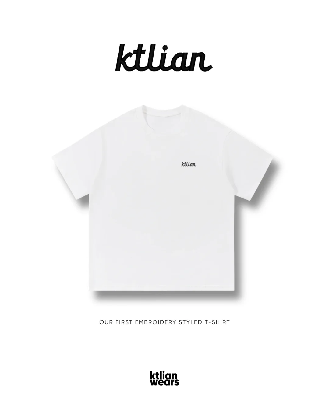 Ktlian embroidered T-shirt in white — our first embroidery styled T-shirt