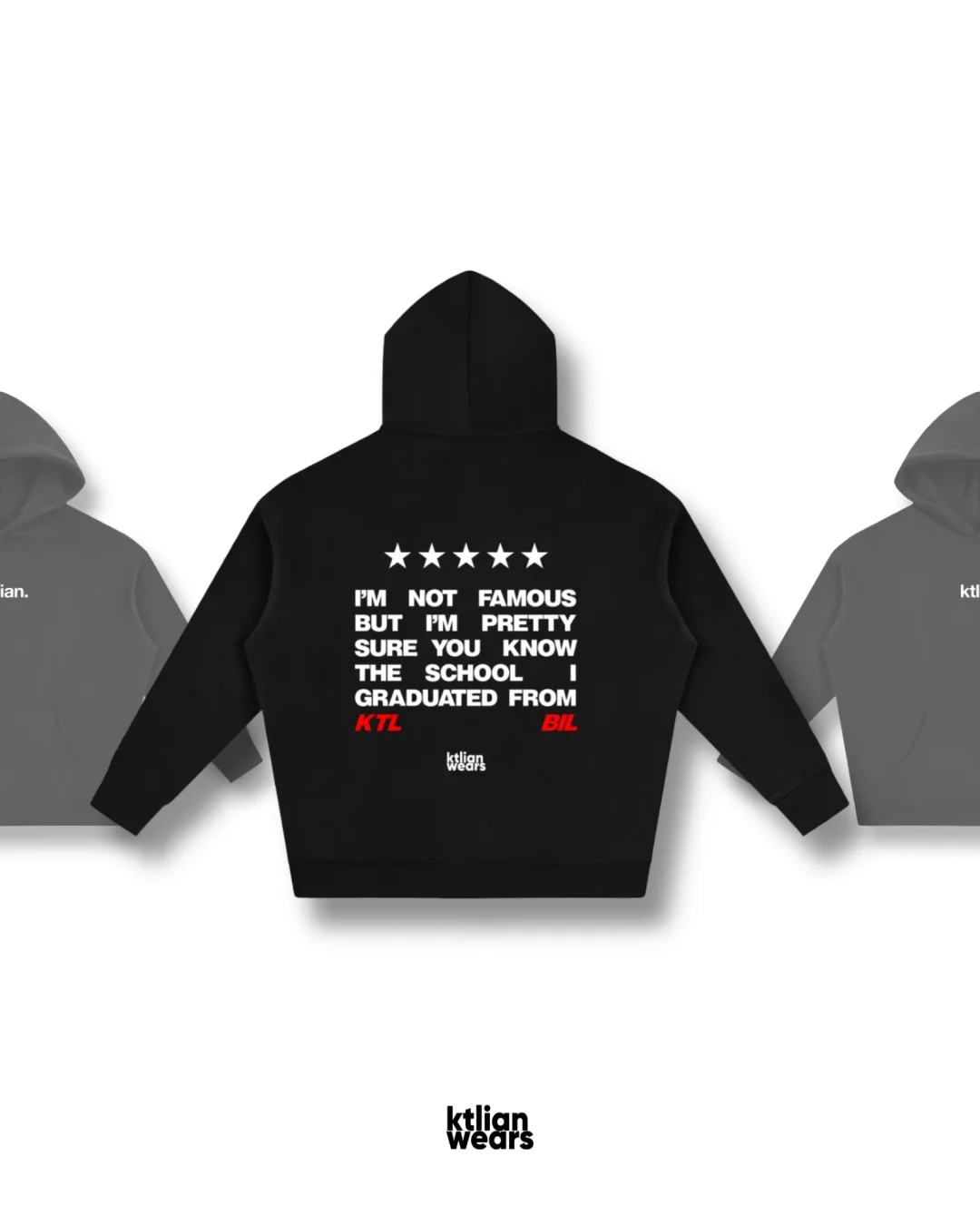 ktlian. hoodie in black, KTL BIL back print