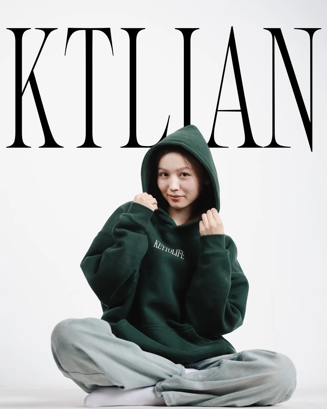 Key To Life hoodie in green, Ktlian studio shoot